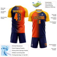 Load image into Gallery viewer, Custom Navy Orange-Gold Sublimation Gradient Fashion Soccer Uniform Jersey
