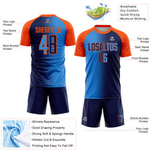 Загрузить изображение в средство просмотра галереи, Custom Navy Powder Blue-Orange Sublimation Gradient Fashion Soccer Uniform Jersey
