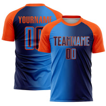 Загрузить изображение в средство просмотра галереи, Custom Navy Powder Blue-Orange Sublimation Gradient Fashion Soccer Uniform Jersey

