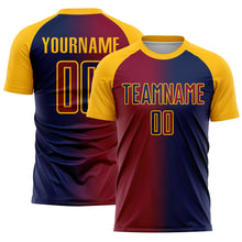 Загрузить изображение в средство просмотра галереи, Custom Navy Maroon-Gold Sublimation Gradient Fashion Soccer Uniform Jersey
