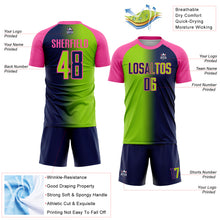 Load image into Gallery viewer, Custom Navy Neon Green-Pink Sublimation Gradient Fashion Soccer Uniform Jersey
