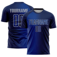 Load image into Gallery viewer, Custom Navy Royal-Gray Sublimation Gradient Fashion Soccer Uniform Jersey
