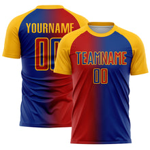 Загрузить изображение в средство просмотра галереи, Custom Royal Red-Gold Sublimation Gradient Fashion Soccer Uniform Jersey
