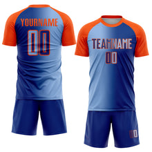 Laden Sie das Bild in den Galerie-Viewer, Custom Royal Light Blue-Orange Sublimation Gradient Fashion Soccer Uniform Jersey
