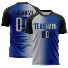 Load image into Gallery viewer, Custom Royal Gray-Black Sublimation Gradient Fashion Soccer Uniform Jersey
