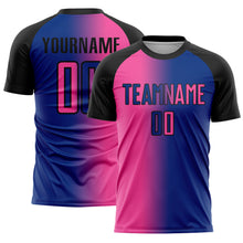 Load image into Gallery viewer, Custom Royal Pink-Black Sublimation Gradient Fashion Soccer Uniform Jersey
