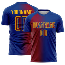 Load image into Gallery viewer, Custom Royal Maroon-Gold Sublimation Gradient Fashion Soccer Uniform Jersey

