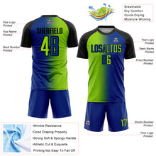 Charger l&#39;image dans la galerie, Custom Royal Neon Green-Black Sublimation Gradient Fashion Soccer Uniform Jersey

