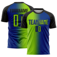 Charger l&#39;image dans la galerie, Custom Royal Neon Green-Black Sublimation Gradient Fashion Soccer Uniform Jersey
