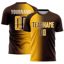Load image into Gallery viewer, Custom Brown Gold-Cream Sublimation Gradient Fashion Soccer Uniform Jersey
