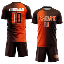 Load image into Gallery viewer, Custom Brown Orange-Cream Sublimation Gradient Fashion Soccer Uniform Jersey
