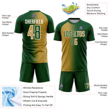 Load image into Gallery viewer, Custom Green Old Gold-Cream Sublimation Gradient Fashion Soccer Uniform Jersey
