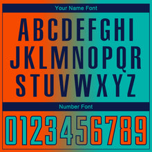 Load image into Gallery viewer, Custom Aqua Orange-Navy Sublimation Gradient Fashion Soccer Uniform Jersey
