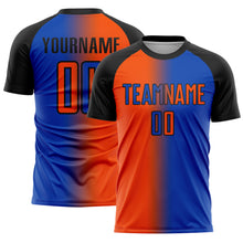 Laden Sie das Bild in den Galerie-Viewer, Custom Thunder Blue Orange-Black Sublimation Gradient Fashion Soccer Uniform Jersey
