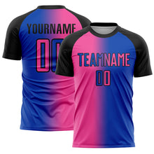 Загрузить изображение в средство просмотра галереи, Custom Thunder Blue Pink-Black Sublimation Gradient Fashion Soccer Uniform Jersey
