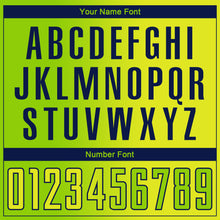 Load image into Gallery viewer, Custom Neon Yellow Neon Green-Navy Sublimation Gradient Fashion Soccer Uniform Jersey
