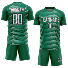 Загрузить изображение в средство просмотра галереи, Custom Kelly Green White-Black Stripe Line Sublimation Soccer Uniform Jersey
