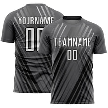 Load image into Gallery viewer, Custom Steel Gray White-Black Stripe Line Sublimation Soccer Uniform Jersey
