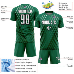 Custom Kelly Green White-Black Stripe Line Sublimation Soccer Uniform Jersey