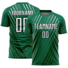 Charger l&#39;image dans la galerie, Custom Kelly Green White-Black Stripe Line Sublimation Soccer Uniform Jersey
