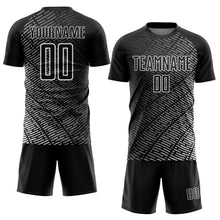 Laden Sie das Bild in den Galerie-Viewer, Custom Black White Stripe Line Sublimation Soccer Uniform Jersey

