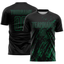 Загрузить изображение в средство просмотра галереи, Custom Black Kelly Green Splash Sublimation Soccer Uniform Jersey
