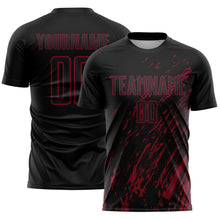 Загрузить изображение в средство просмотра галереи, Custom Black Crimson Splash Sublimation Soccer Uniform Jersey
