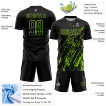 Загрузить изображение в средство просмотра галереи, Custom Black Neon Green Splash Sublimation Soccer Uniform Jersey
