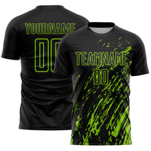 Загрузить изображение в средство просмотра галереи, Custom Black Neon Green Splash Sublimation Soccer Uniform Jersey
