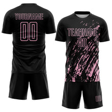 Load image into Gallery viewer, Custom Black Light Pink Splash Sublimation Soccer Uniform Jersey
