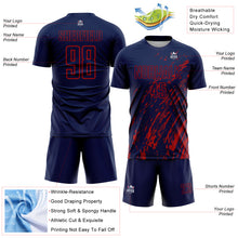 Load image into Gallery viewer, Custom Navy Red Splash Sublimation Soccer Uniform Jersey
