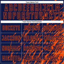 Load image into Gallery viewer, Custom Navy Orange Splash Sublimation Soccer Uniform Jersey

