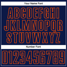 Load image into Gallery viewer, Custom Navy Orange Splash Sublimation Soccer Uniform Jersey
