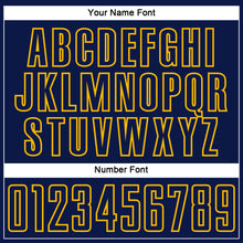 Load image into Gallery viewer, Custom Navy Gold Splash Sublimation Soccer Uniform Jersey
