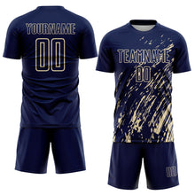 Load image into Gallery viewer, Custom Navy Cream Splash Sublimation Soccer Uniform Jersey
