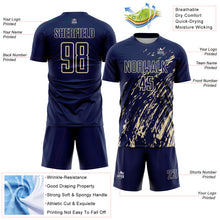 Load image into Gallery viewer, Custom Navy Cream Splash Sublimation Soccer Uniform Jersey
