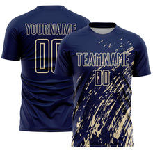 Load image into Gallery viewer, Custom Navy Cream Splash Sublimation Soccer Uniform Jersey
