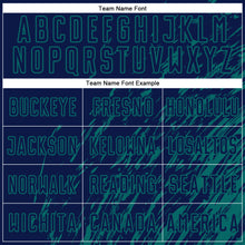 Load image into Gallery viewer, Custom Navy Teal Splash Sublimation Soccer Uniform Jersey
