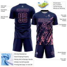 Load image into Gallery viewer, Custom Navy Medium Pink Splash Sublimation Soccer Uniform Jersey
