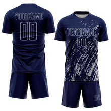 Load image into Gallery viewer, Custom Navy Gray Splash Sublimation Soccer Uniform Jersey
