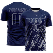Load image into Gallery viewer, Custom Navy Gray Splash Sublimation Soccer Uniform Jersey
