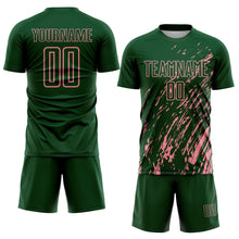 Загрузить изображение в средство просмотра галереи, Custom Green Medium Pink Splash Sublimation Soccer Uniform Jersey
