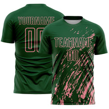 Загрузить изображение в средство просмотра галереи, Custom Green Medium Pink Splash Sublimation Soccer Uniform Jersey
