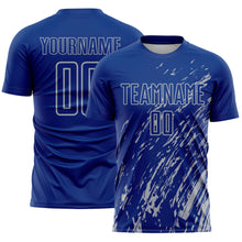 Laden Sie das Bild in den Galerie-Viewer, Custom Royal Gray Splash Sublimation Soccer Uniform Jersey
