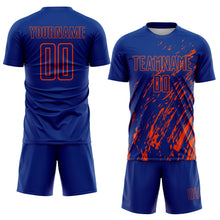 Load image into Gallery viewer, Custom Royal Orange Splash Sublimation Soccer Uniform Jersey
