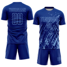 Load image into Gallery viewer, Custom Royal Light Blue Splash Sublimation Soccer Uniform Jersey
