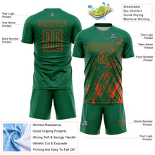 Laden Sie das Bild in den Galerie-Viewer, Custom Kelly Green Orange Splash Sublimation Soccer Uniform Jersey
