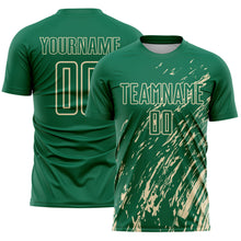 Laden Sie das Bild in den Galerie-Viewer, Custom Kelly Green Cream Splash Sublimation Soccer Uniform Jersey
