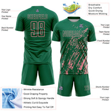 Load image into Gallery viewer, Custom Kelly Green Medium Pink Splash Sublimation Soccer Uniform Jersey
