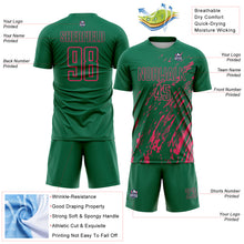 Load image into Gallery viewer, Custom Kelly Green Neon Pink Splash Sublimation Soccer Uniform Jersey

